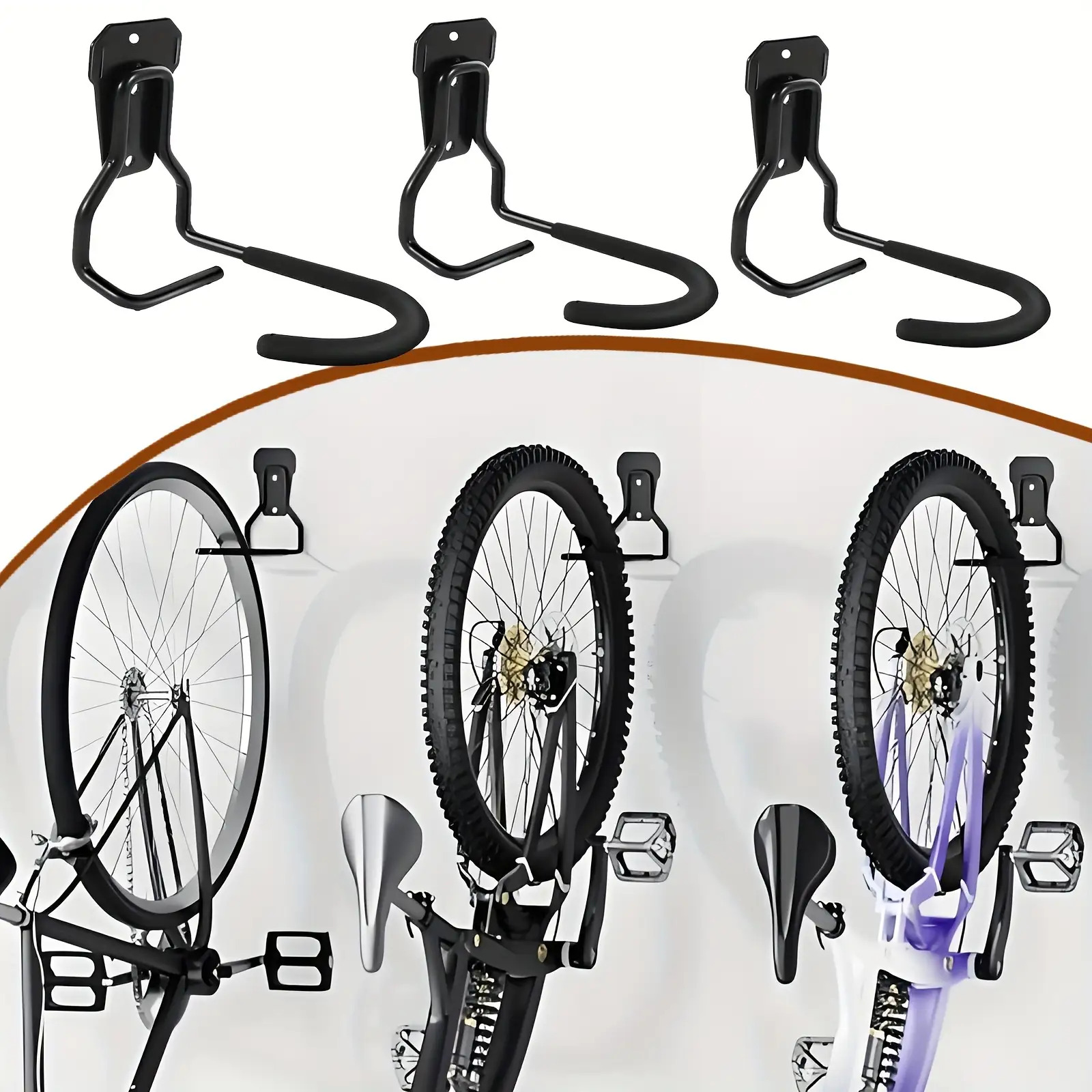 Cycling Gear Wall Organizer - 自転車壁掛けフック 調整可能な自転車駐車ラック ロードマウンテンバイク駐車バックル ポータブル壁ホルダー 垂直ブラケット