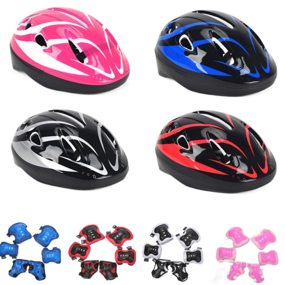 Cycling Gear For Kids - 子供用の膝と肘のパッド、リストガード、スポーツ保護具、スクーター、スケートボード、スケート、サイクリング、安全セット、男の子、女の子、4〜12歳