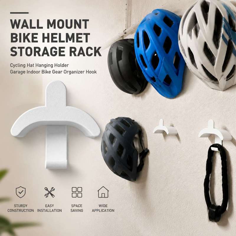 Cycling Gear Wall Organizer - 壁掛け式自転車ヘルメット収納ラック サイクリング帽子ハンギングホルダー ガレージ室内用自転車ギアオーガナイザーフック