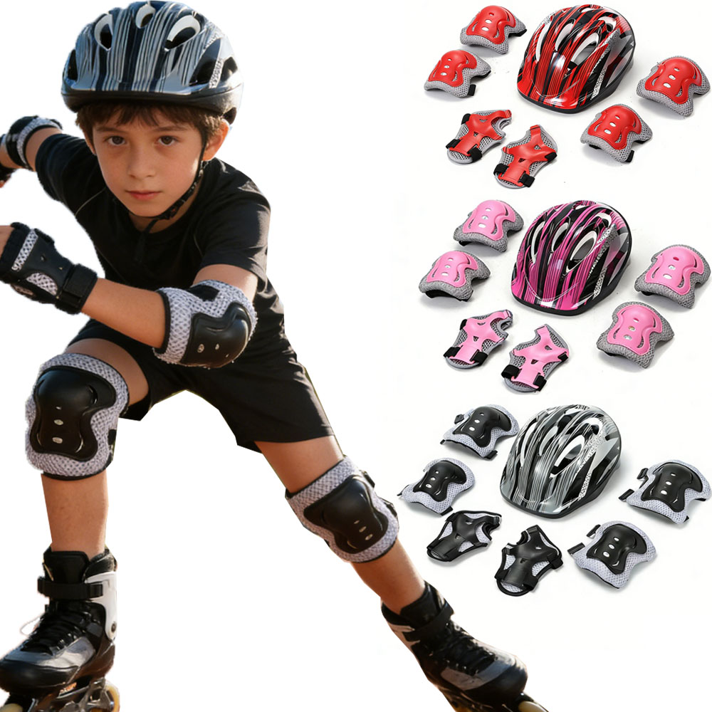 Cycling Gear For Kids - 自転車スポーツ保護具セット 調整可能な子供用安全スケートヘルメットパッドセット 48-55cm スケートボード/バイク/スケート/サイクリング用