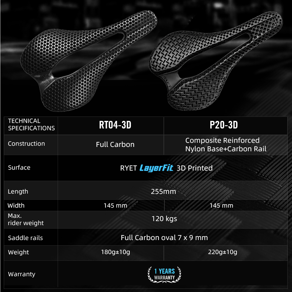 2026 RYET カーボン 3D プリント自転車サドル、1 - Carbon Fiber Saddle のレビューと価格