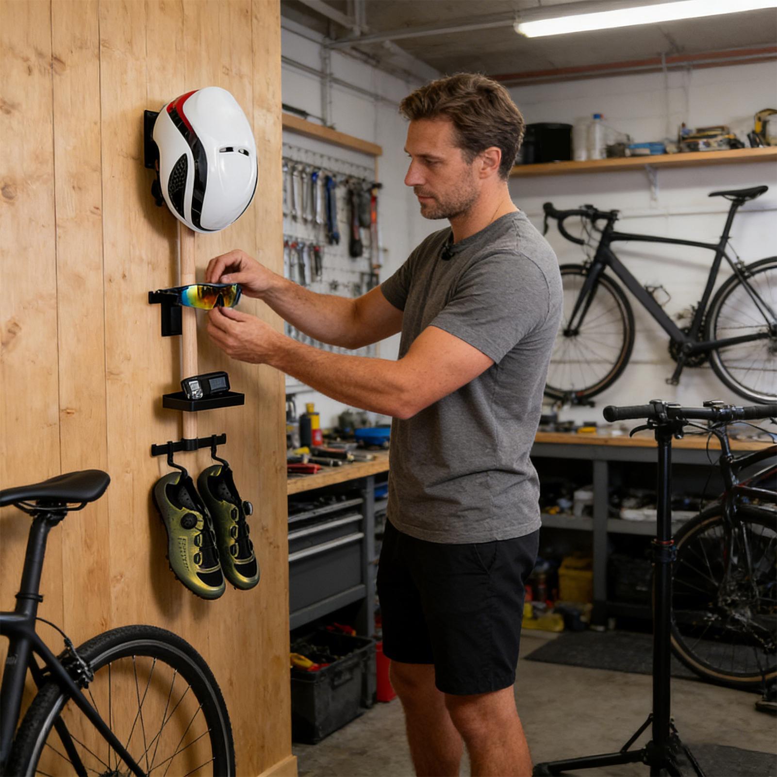 垂直サイクリングギアオーガナイザーラック、自転車アクセサリー - Cycling Gear Wall Organizer のレビューと価格