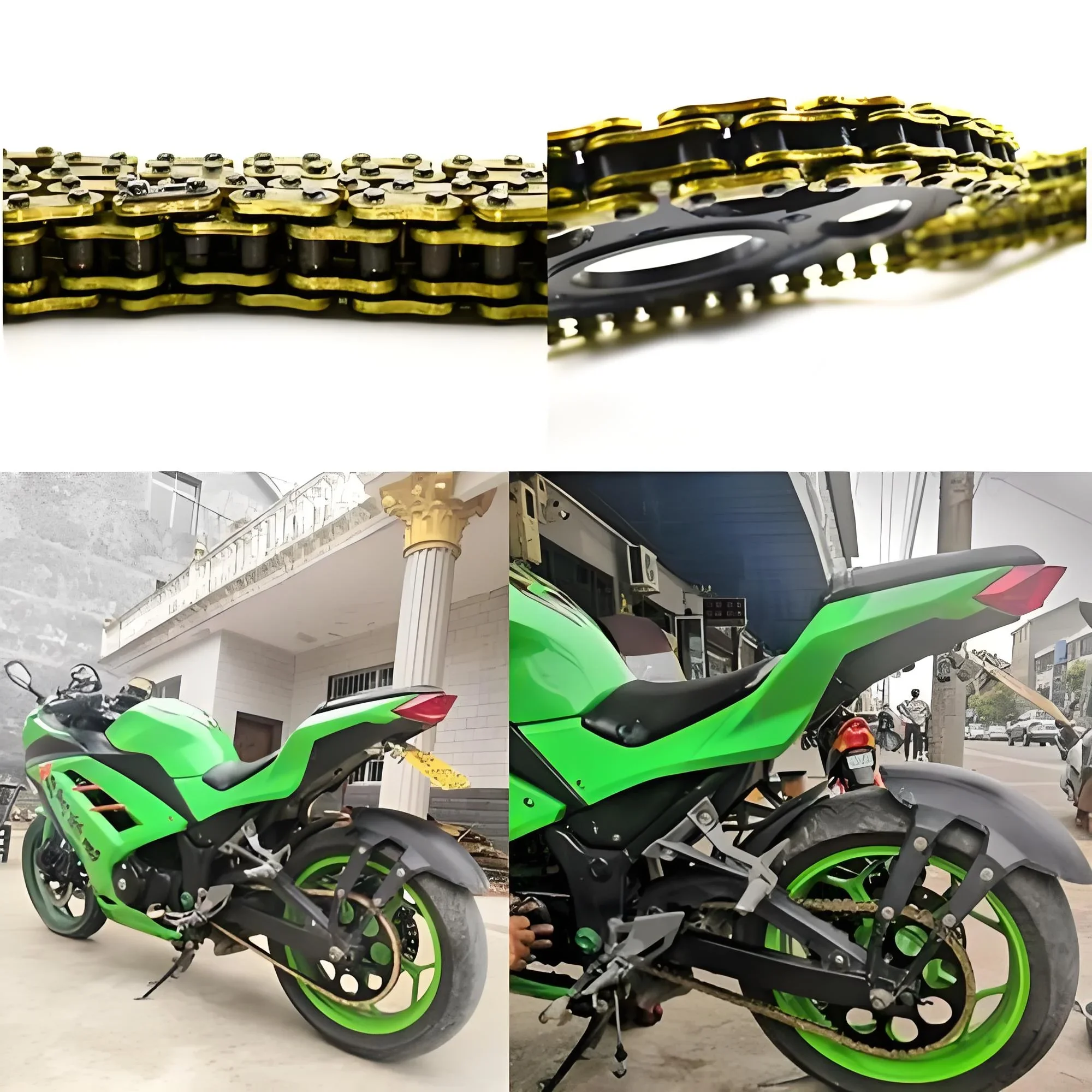 オートバイゴールドオイルシールチェーンセット 420チェーン - Bicycle Chain Lubricant のレビューと価格