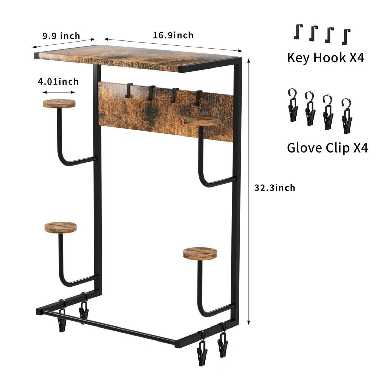 オートバイヘルメットホルダー、4つのグローブチップとフック付 - Cycling Gear Wall Organizer のレビューと価格