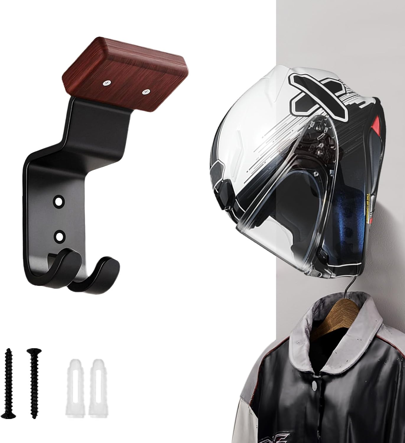 オートバイヘルメットホルダー壁掛け、頑丈なヘルメットハンガー - Cycling Gear Wall Organizer のレビューと価格